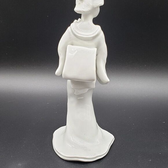 Fitz & Floyd 1967 Blanc De Chine Porcelain Japanese Geisha Girl with Fan AS IS - Picture 10 of 13